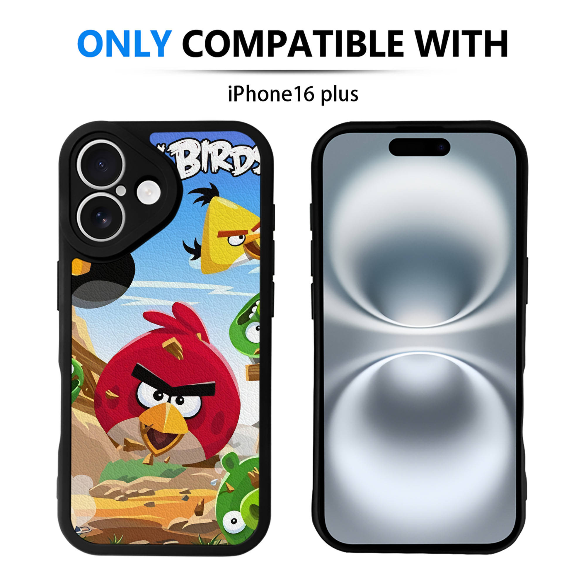 （画像用） Angry Birds アングリーバード 【iPhone 16シリーズ対応】シリコンスマホケース（レザー調） 材質：シリコン